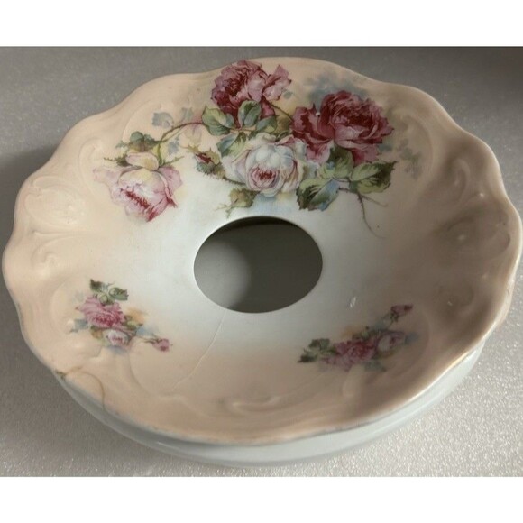Antique Porcelain Hair Receiver Bowl Hand Painted Victorian Era 1920s Read - Picture 3 of 8